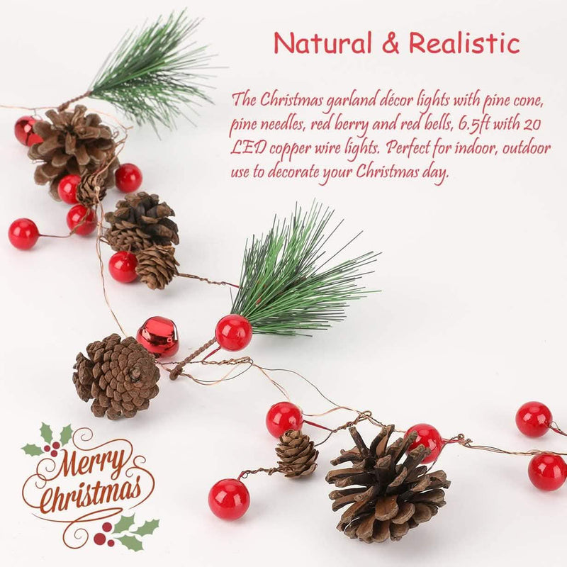 6.5Ft. 20 LED Christmas Garland with Lights Holiday Decor & Apparel - DailySale