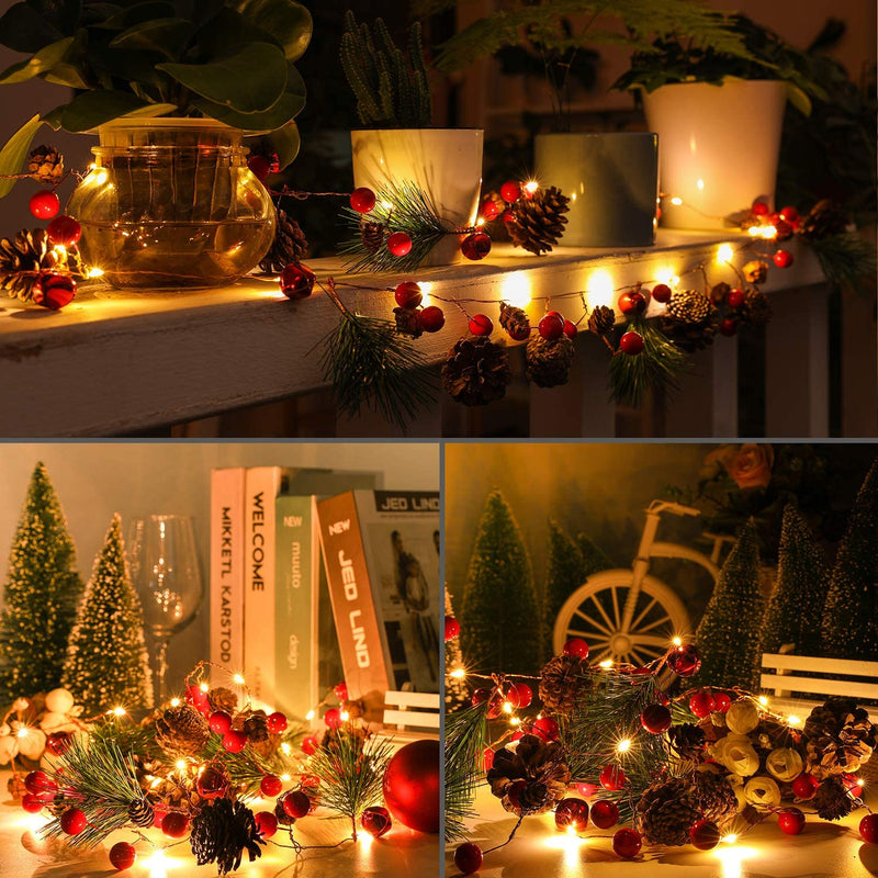 6.5Ft. 20 LED Christmas Garland with Lights Holiday Decor & Apparel - DailySale
