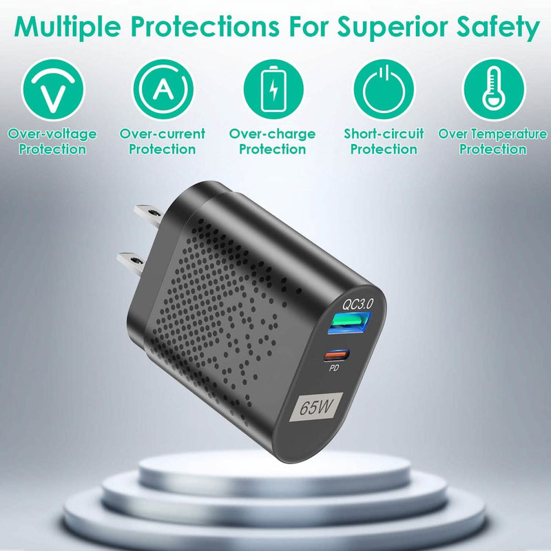 65W Type C Fast Wall Charger PD QC3.0 Adapter Mobile Accessories - DailySale