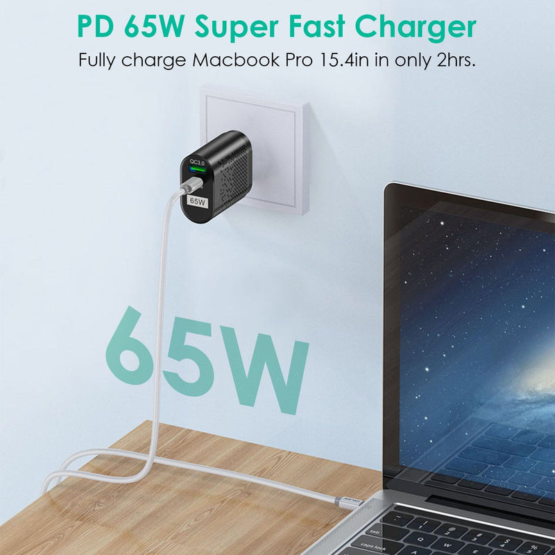 65W Type C Fast Wall Charger PD QC3.0 Adapter Mobile Accessories - DailySale