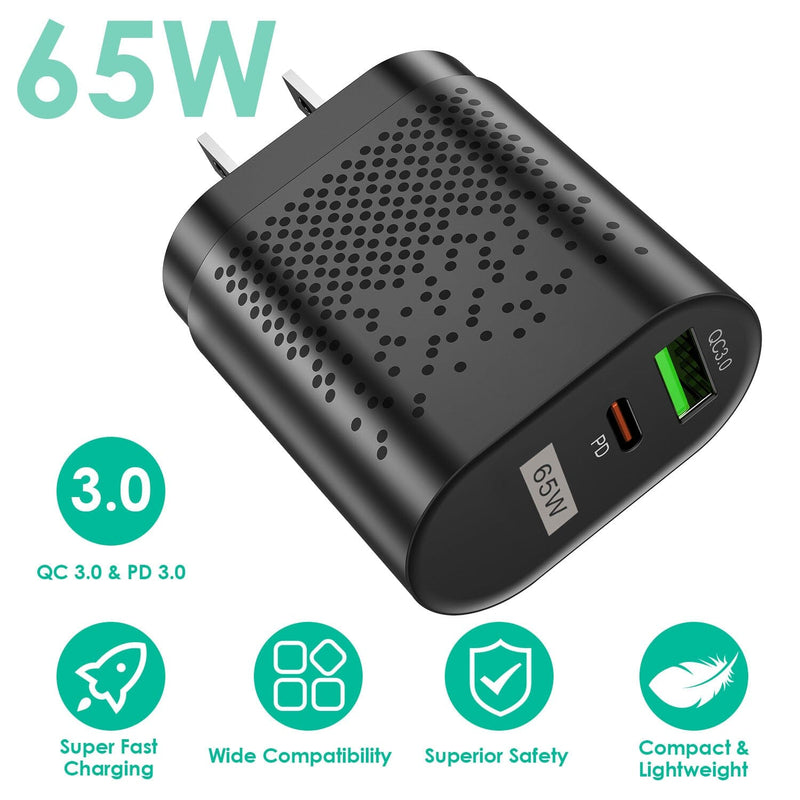 65W Type C Fast Wall Charger PD QC3.0 Adapter Mobile Accessories - DailySale