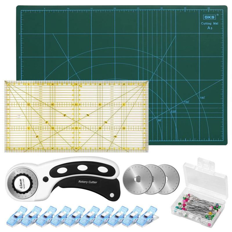  45 mm Rotary Cutter Set-Fabric Cutter with Storage Bag, A4 Self  Healing Cutting Mat, Acrylic Ruler, 5 Pcs Replacement Blades and Craft  Knife Ideal for Quilting, Crafting, Patchworking : Tools 