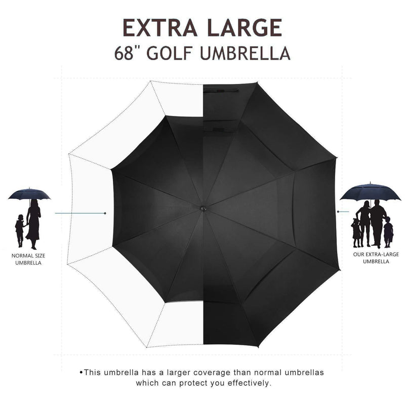 68" Automatic Open Golf Umbrella - Black Sports & Outdoors - DailySale