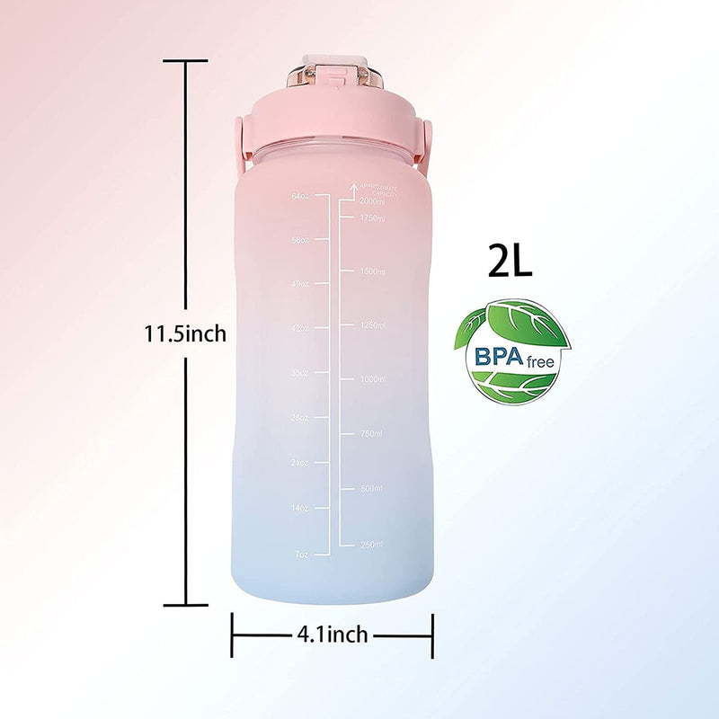 68 Oz Water Bottle with Time Marker Sports & Outdoors - DailySale