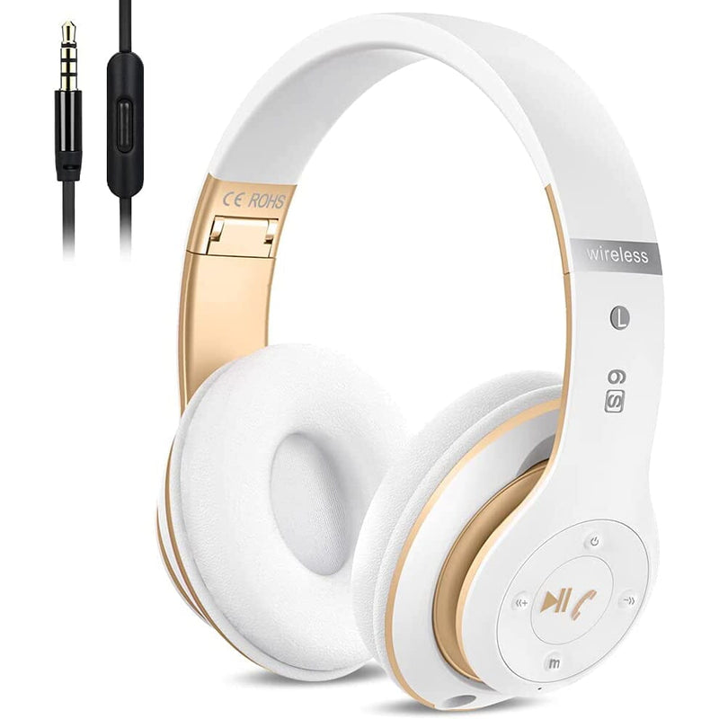 6S Wireless Bluetooth Headset Headphones White/Gold - DailySale