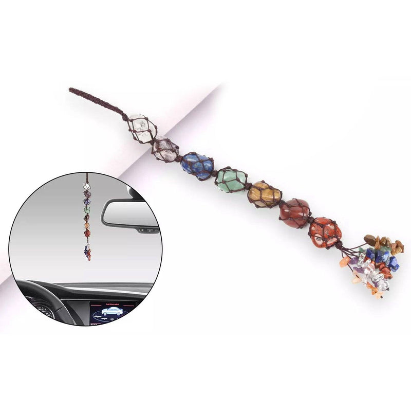 7 Chakra Gemstones Reiki Healing Crystals Tassel Wall Car Hanging Ornament Automotive - DailySale