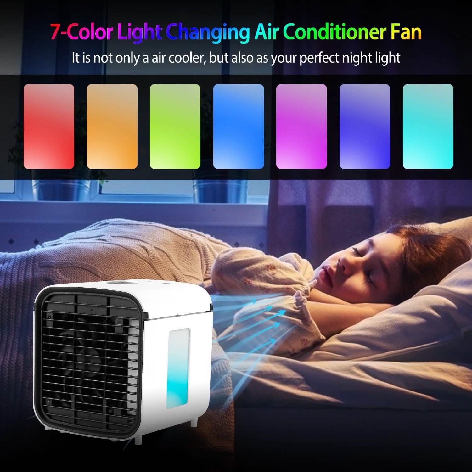 7-Color Change Portable Mini Air Conditioner Cooling Fan Household Appliances - DailySale