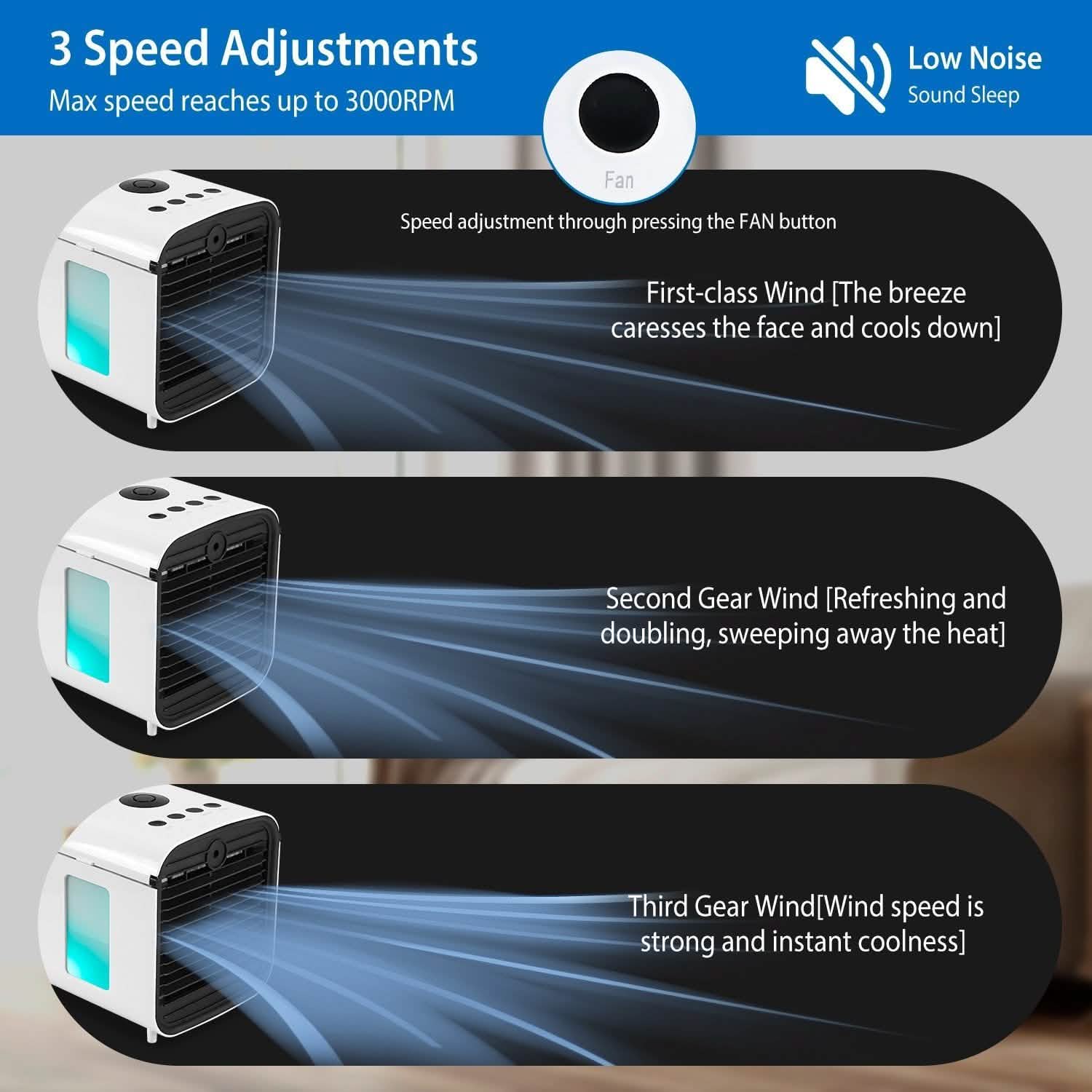 7-Color Change Portable Mini Air Conditioner Cooling Fan Household Appliances - DailySale