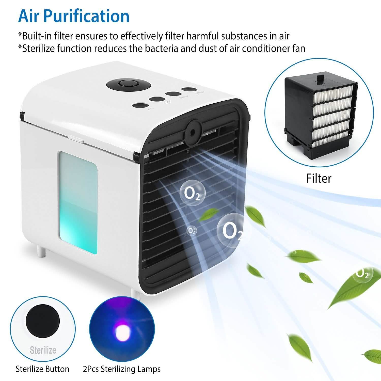 7-Color Change Portable Mini Air Conditioner Cooling Fan Household Appliances - DailySale
