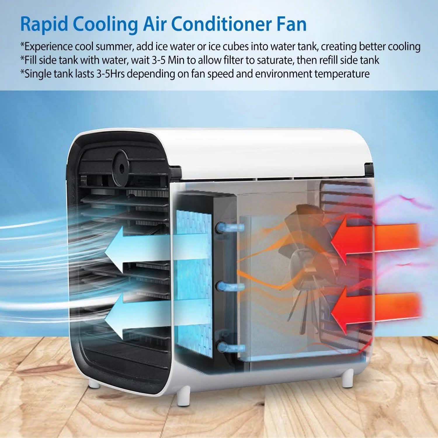 7-Color Change Portable Mini Air Conditioner Cooling Fan Household Appliances - DailySale