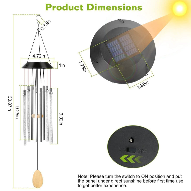7 Color Changing Solar Wind Chime Lights Outdoor Lighting - DailySale