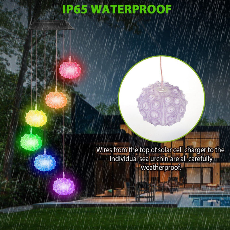 7 Color Changing Solar Wind Chime Lights Sea Urchins Decorative Lamp Outdoor Lighting - DailySale