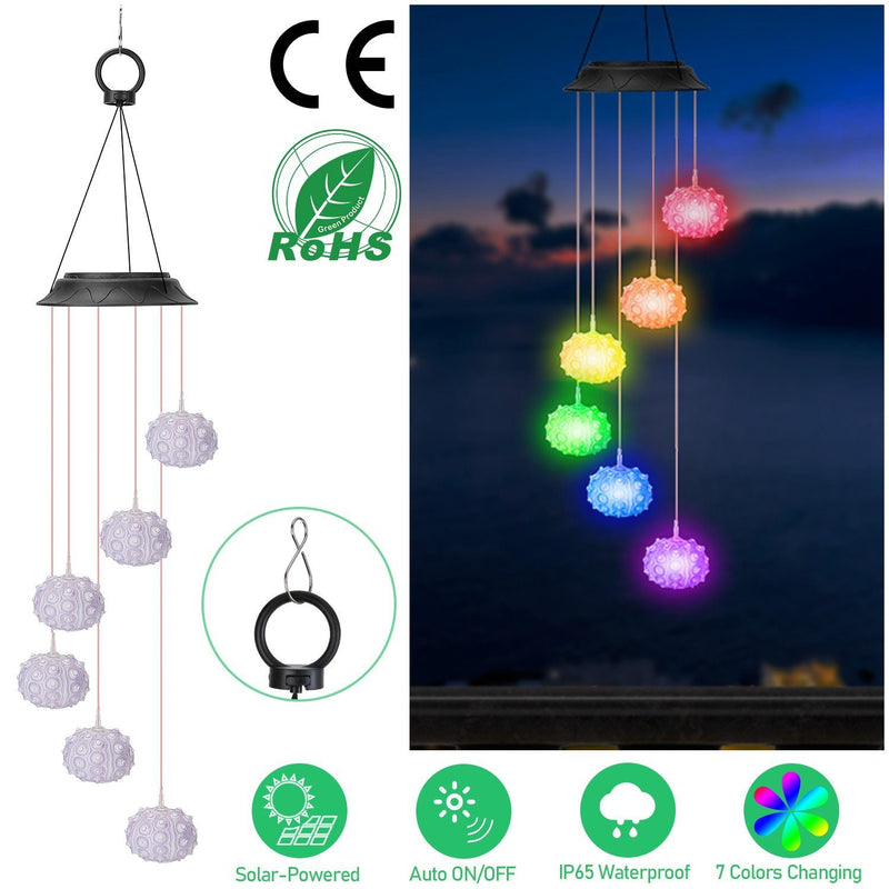 7 Color Changing Solar Wind Chime Lights Sea Urchins Decorative Lamp Outdoor Lighting - DailySale