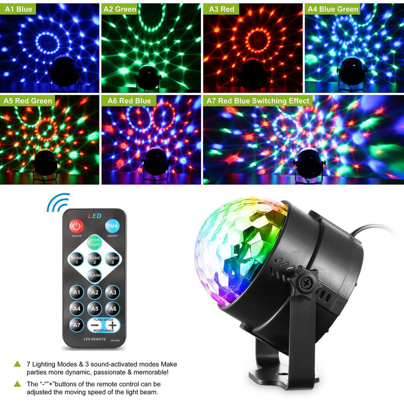 7 Colors Sound Activated Party Lights with Remote Control Indoor Lighting - DailySale