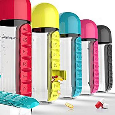 7-Day Pill Tablet Medicine Organizer Water Drink Bottle Holder Box Wellness - DailySale
