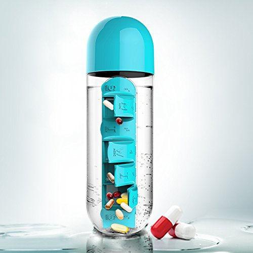 7-Day Pill Tablet Medicine Organizer Water Drink Bottle Holder Box Wellness - DailySale