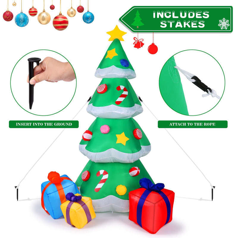 7 Ft. Inflatable Christmas Tree Santa Decor with LED Lights Holiday Decor & Apparel - DailySale