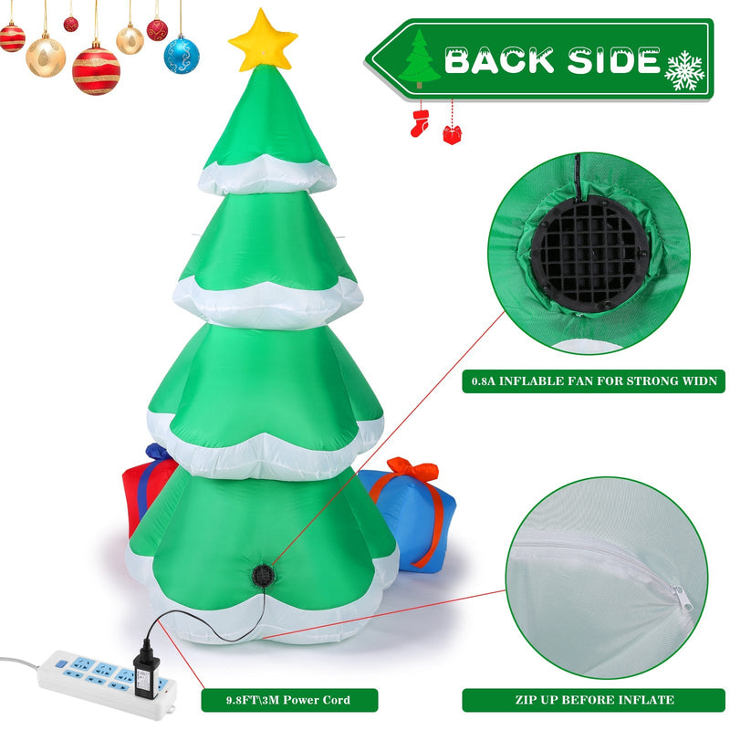 7 Ft. Inflatable Christmas Tree Santa Decor with LED Lights Holiday Decor & Apparel - DailySale