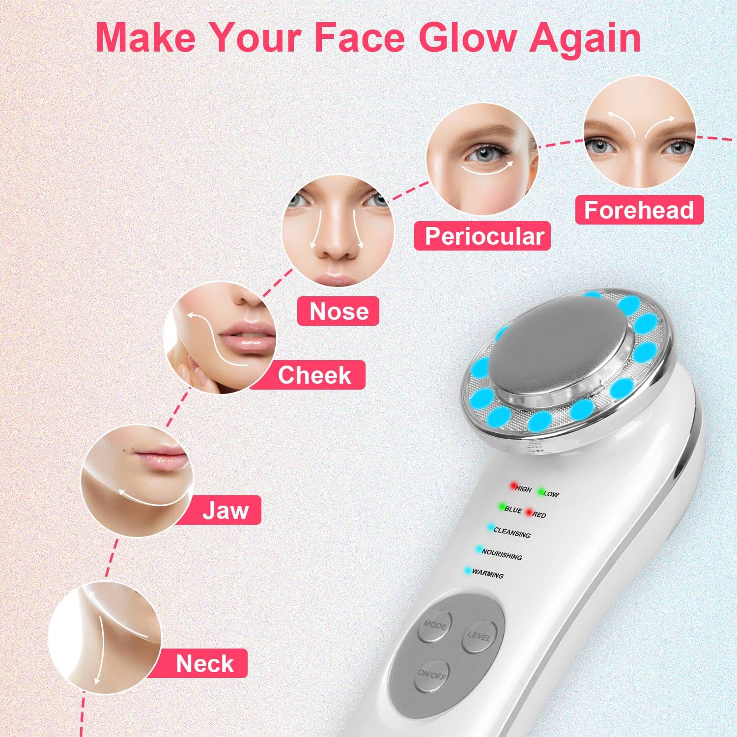 7-in-1 Facial Massager Ultrasonic High Frequency Face Lifting Machine Beauty & Personal Care - DailySale