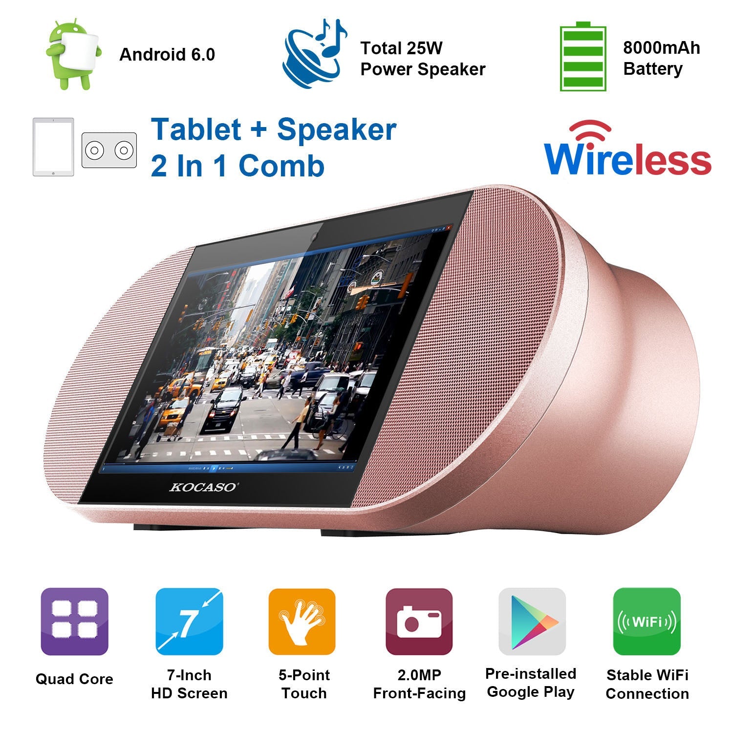 7-Inch Touch Screen Android Tablet PC with Wireless Speaker Tablets - DailySale