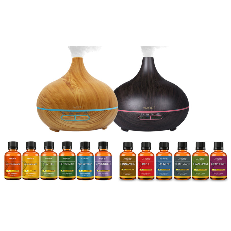 7-Pack: Ultrasonic Essential Oil Diffuser With Essential Oils Wellness - DailySale