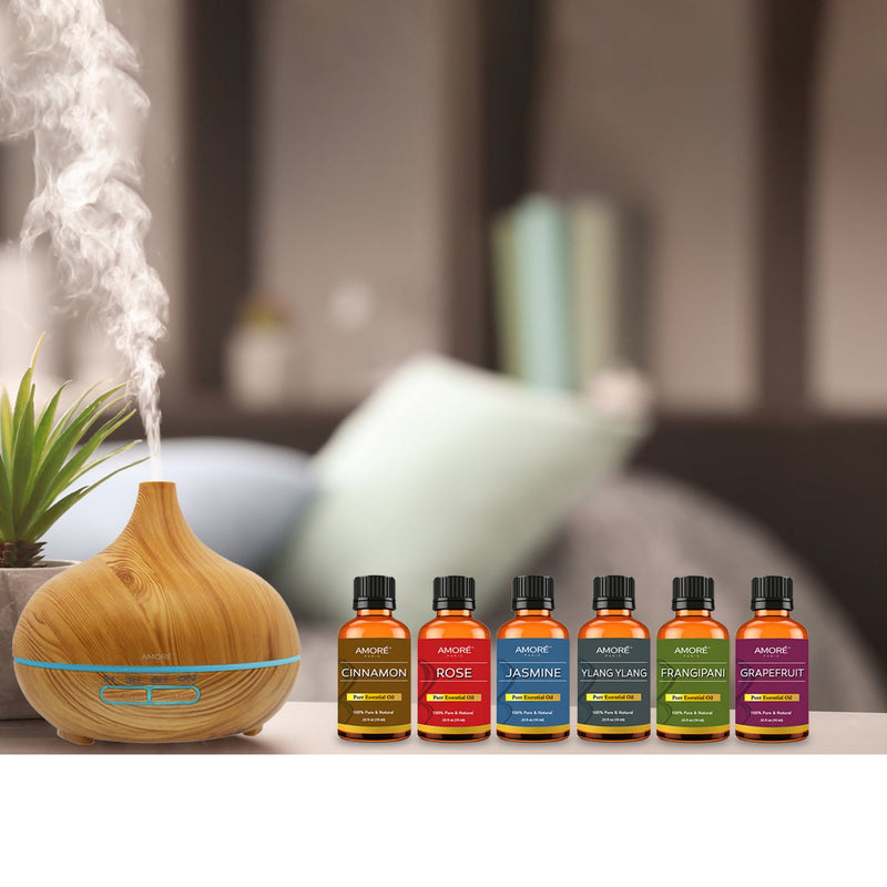 7-Pack: Ultrasonic Essential Oil Diffuser With Essential Oils Wellness Set 2 - DailySale
