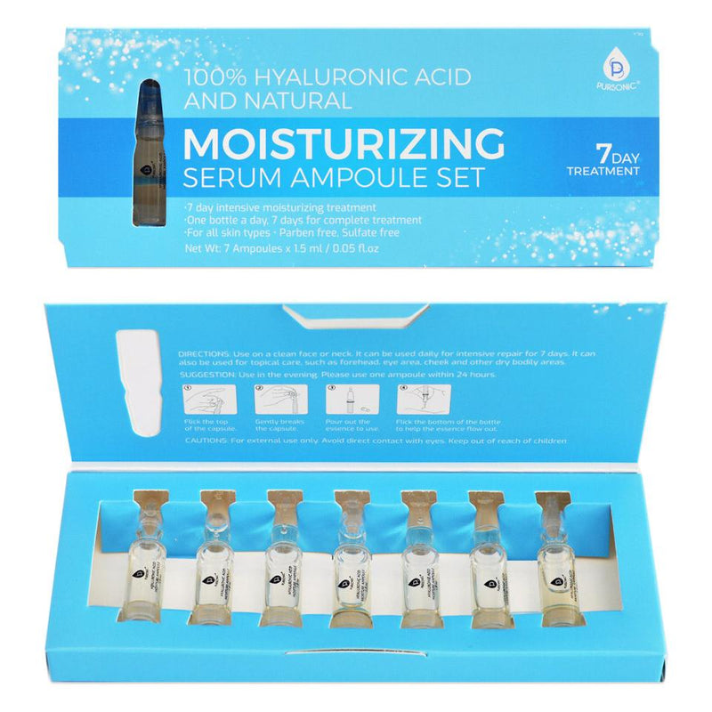 7-Piece: Pursonic Hyaluronic Acid and Natural Moisturizing Serum Set Beauty & Personal Care - DailySale