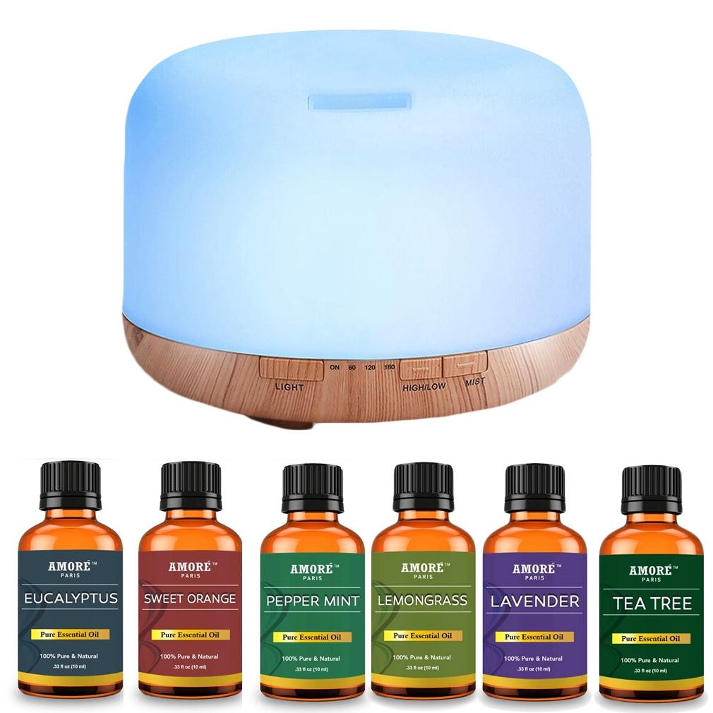 7-Piece Set: 5-in-1 Premium Ultrasonic Aromatherapy Diffuser with Essential Oil Wellness & Fitness - DailySale