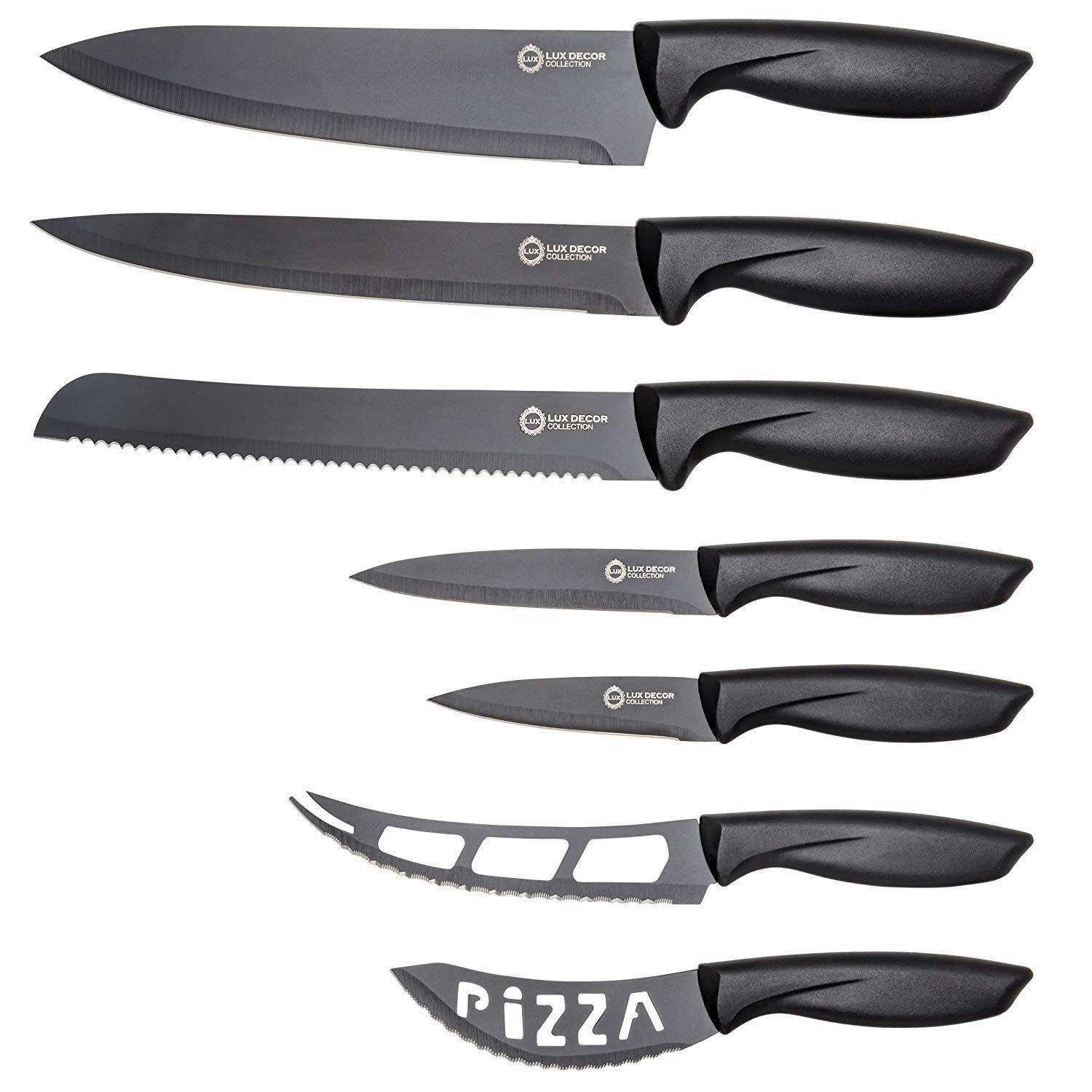 7-Piece Set: Chef Knife, Bread, Carving, Utility, Pairing, Cheese, Pizza Kitchen Essentials - DailySale