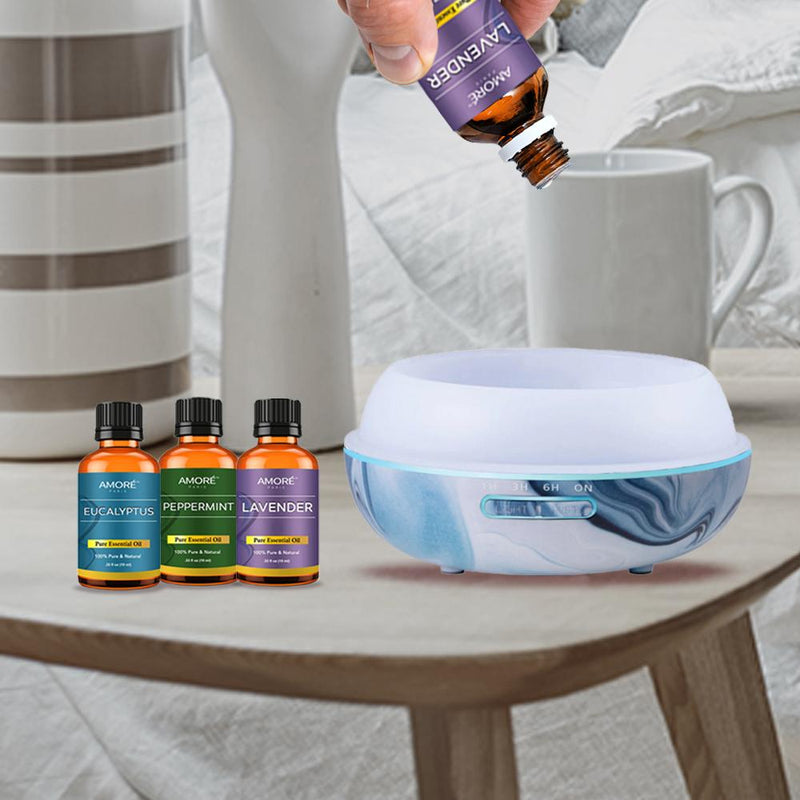 7-Piece Set: Hydro Dipped Ultrasonic Aromatherapy Diffuser With Essential Oil Gift Set Wellness - DailySale