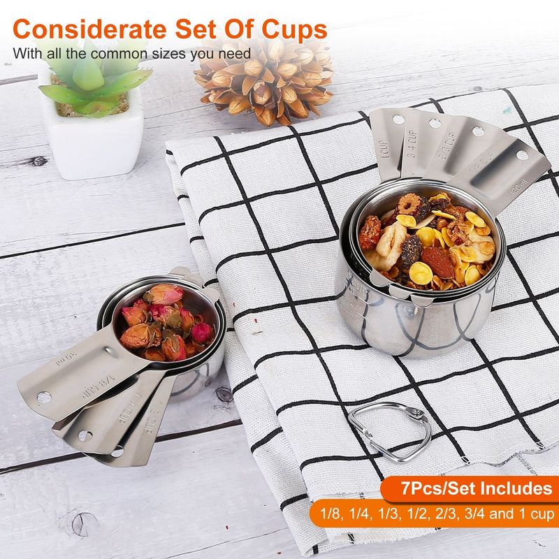 7pcs Stainless Steel Measuring Cup Set for Dry Spices Liquid Ingredients  Cooking