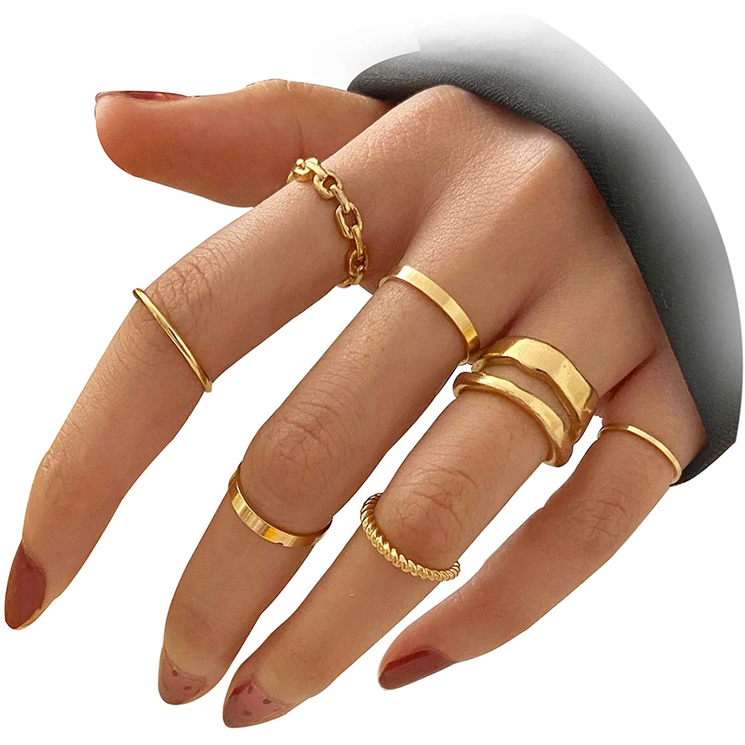 Gold knuckle fashion ring set