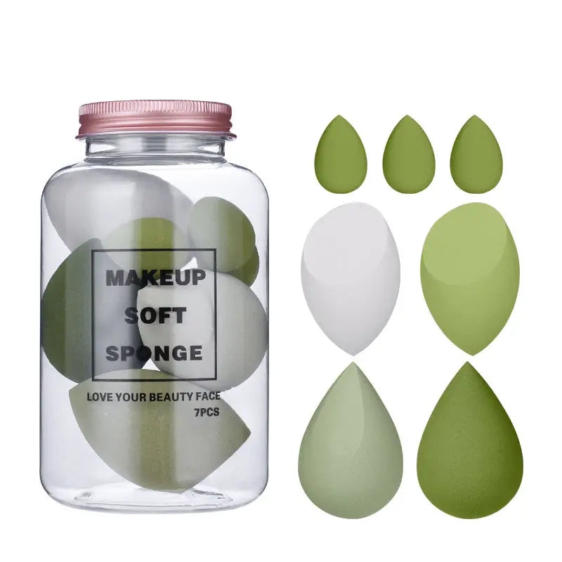 7-Pieces Set: Puff Teardrop Blender Foundation Sponge Set Beauty & Personal Care Green - DailySale