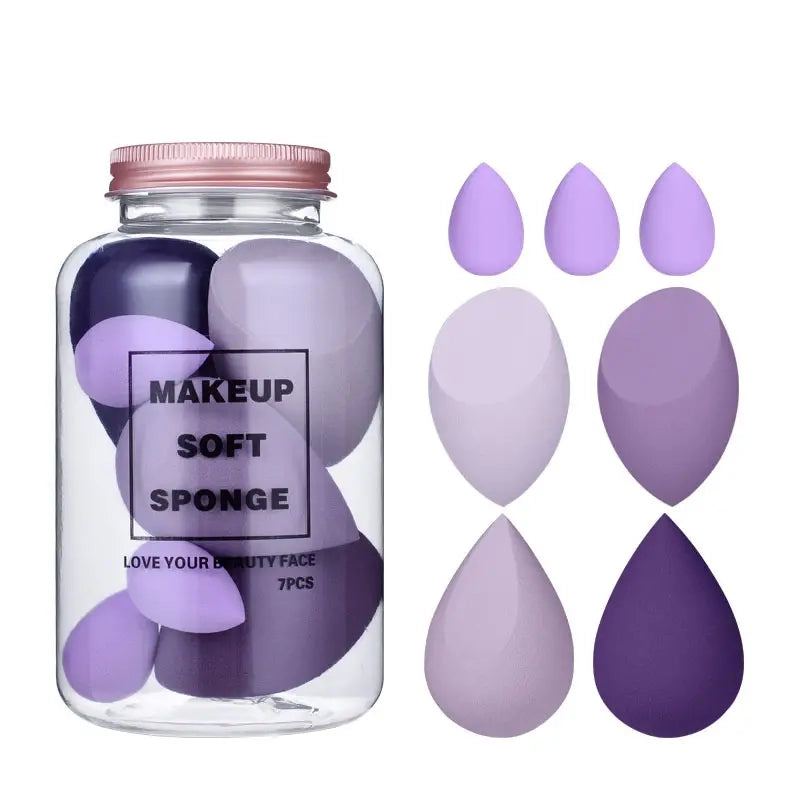 7-Pieces Set: Puff Teardrop Blender Foundation Sponge Set Beauty & Personal Care Purple - DailySale