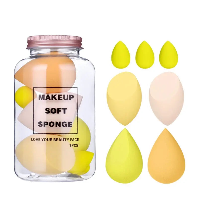 7-Pieces Set: Puff Teardrop Blender Foundation Sponge Set Beauty & Personal Care Yellow - DailySale
