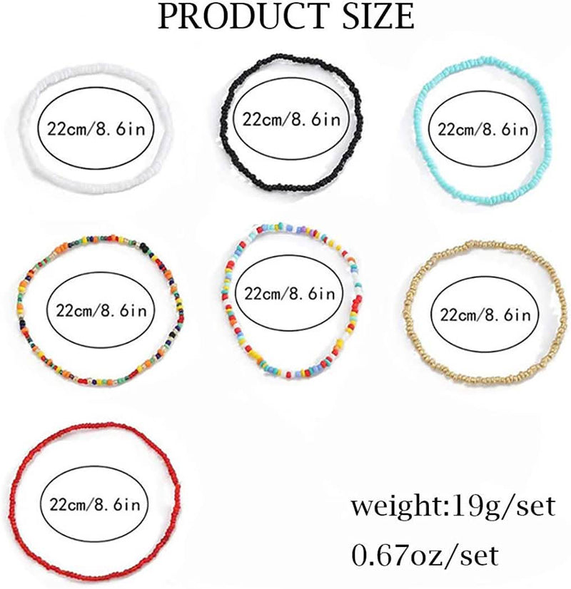 7-Pieces Set: Women's Hand Beaded African Anklet Bracelets - DailySale