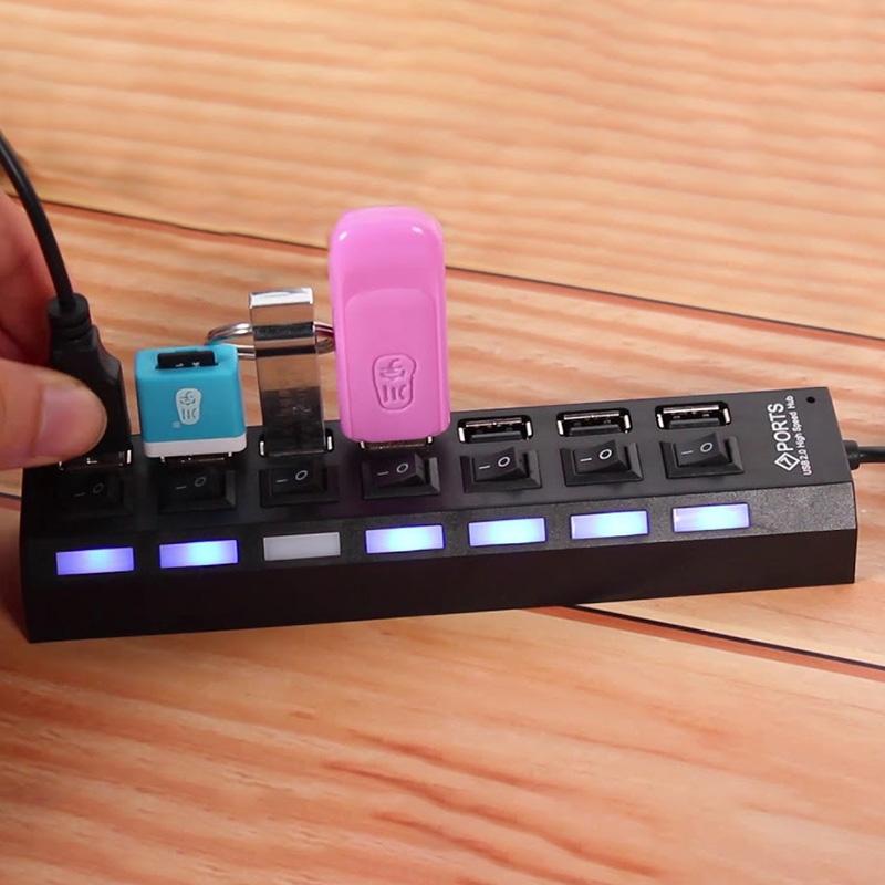 7 Port USB 2.0 Hub High Speed Multiport Gadgets & Accessories - DailySale