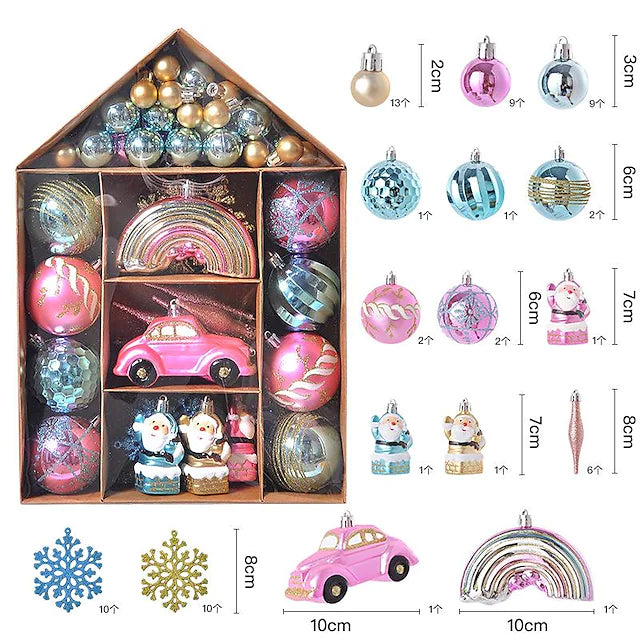 70-Pieces Set: Christmas Tree Decorations Christmas Ball Holiday Decor & Apparel Pink - DailySale
