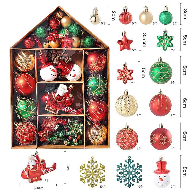 70-Pieces Set: Christmas Tree Decorations Christmas Ball Holiday Decor & Apparel Red/Green/Gold - DailySale