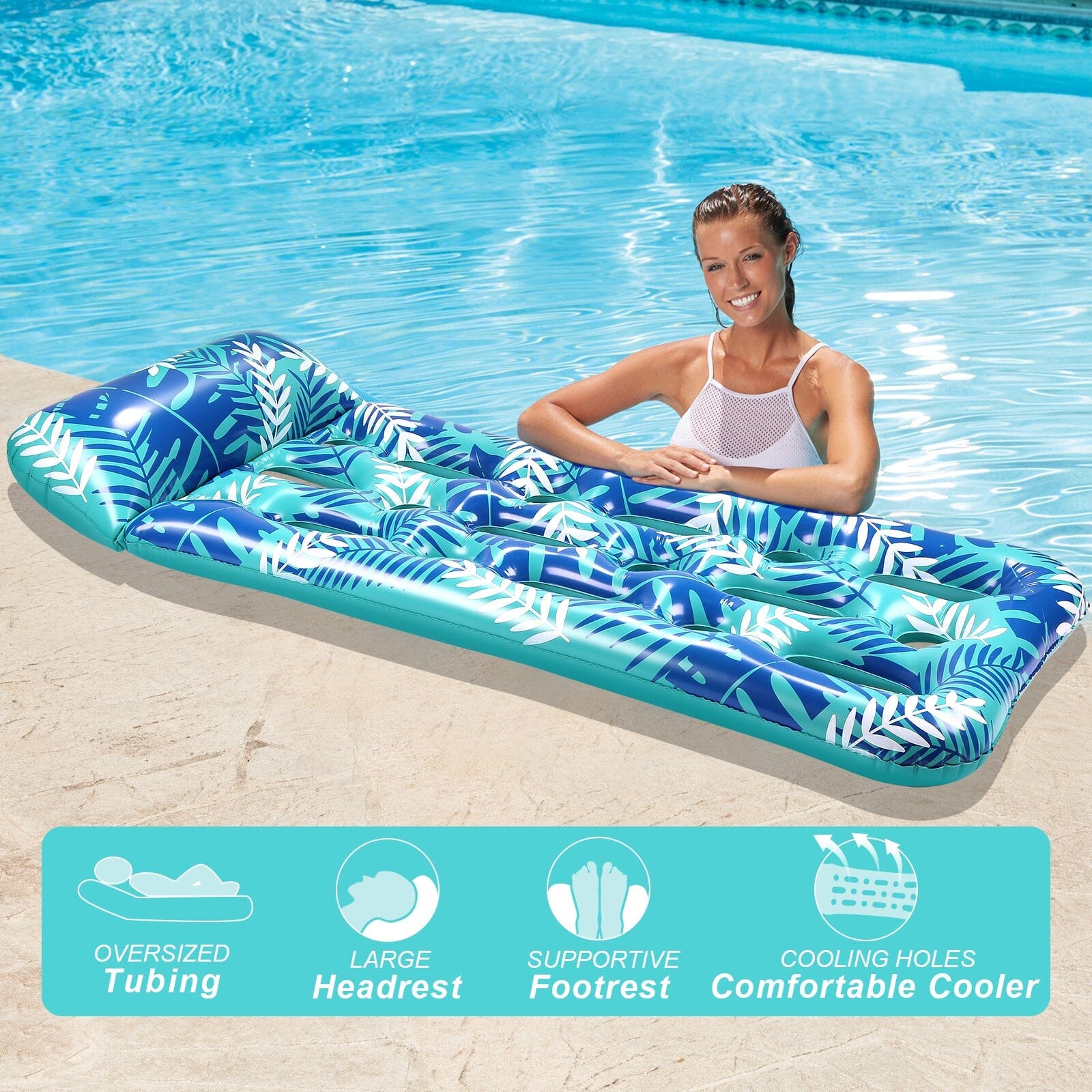 70" x 30" Inflatable Lounge Pool with Headrest Sports & Outdoors - DailySale