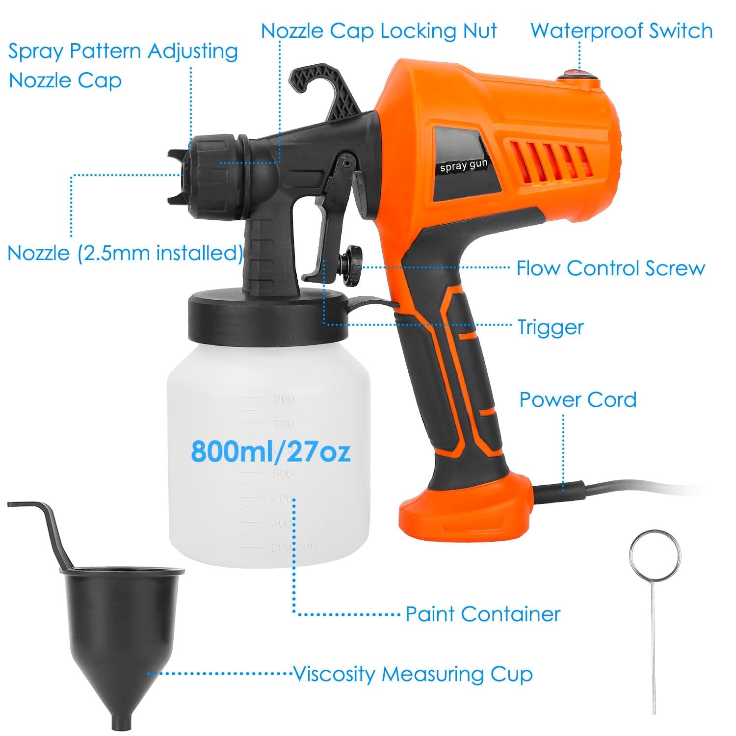 700W Electric Paint Sprayer Handheld with 3 Spray Patterns 800ml Home Improvement - DailySale