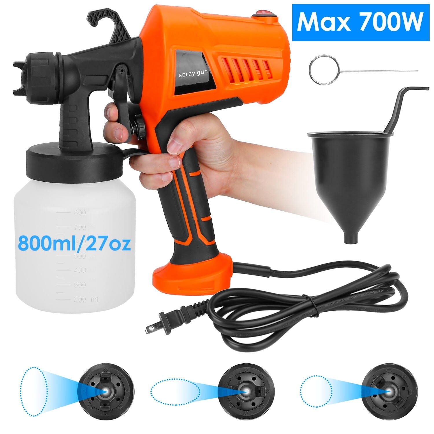 700W Electric Paint Sprayer Handheld with 3 Spray Patterns 800ml Home Improvement - DailySale