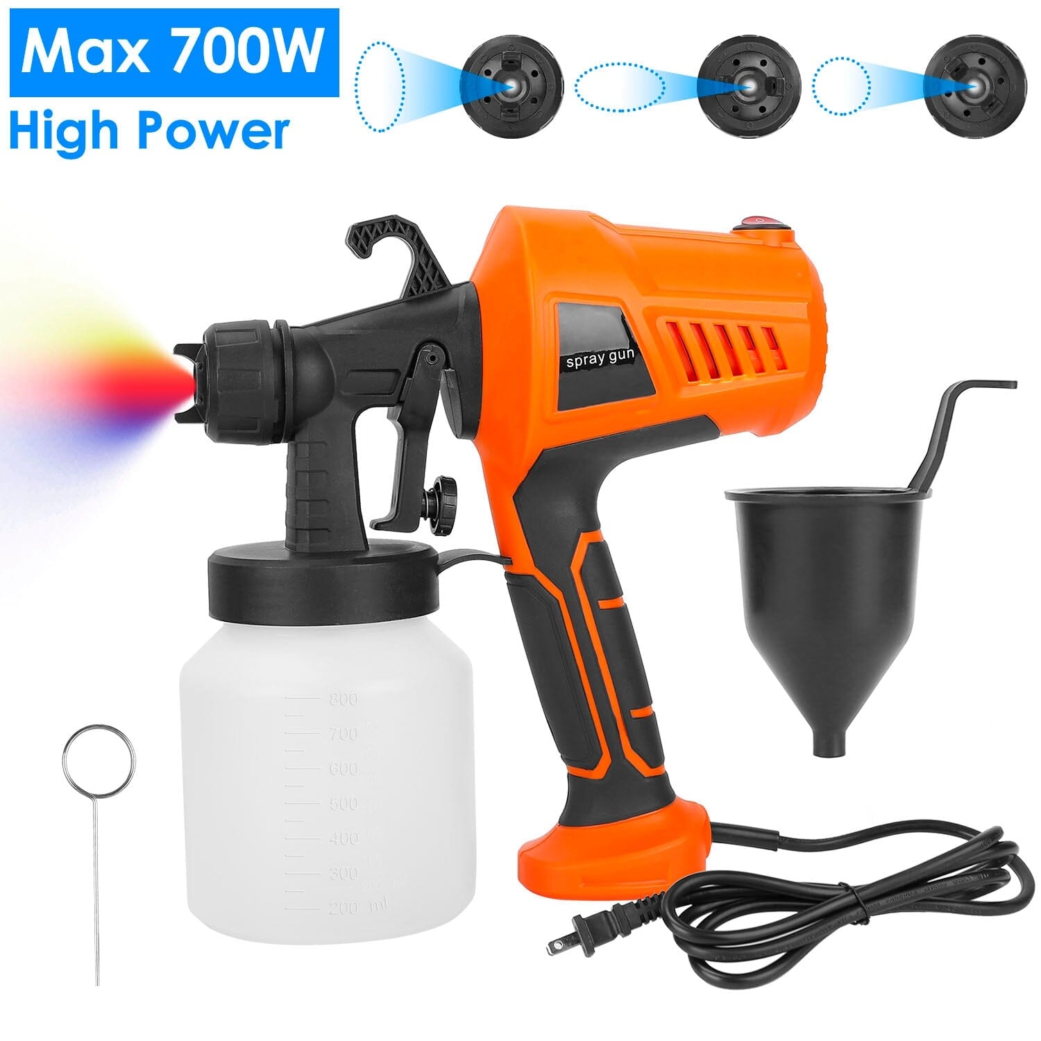 700W Electric Paint Sprayer Handheld with 3 Spray Patterns 800ml Home Improvement - DailySale