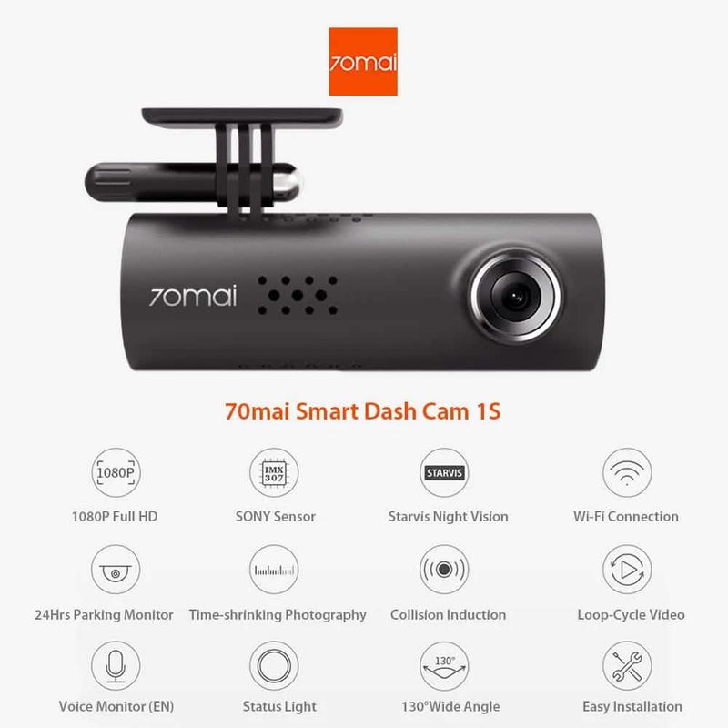 70mai Smart Dash Cam - 1S Car DVR 1080P HD Night Vision Voice Control Automotive - DailySale