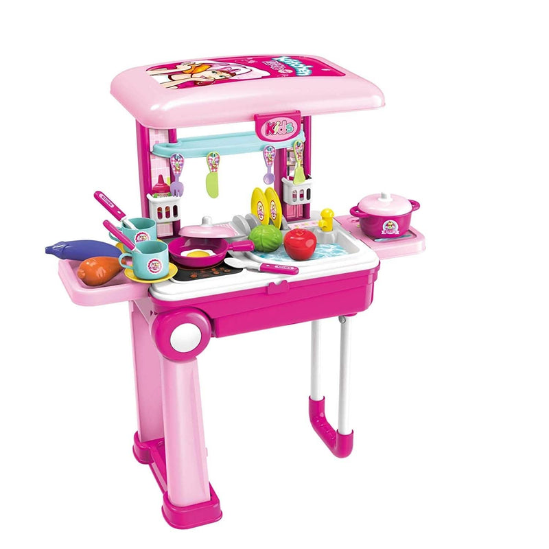 2-in-1 Pretend Play Travel Suitcase Toy for Girls with Telescoping Handle - DailySale