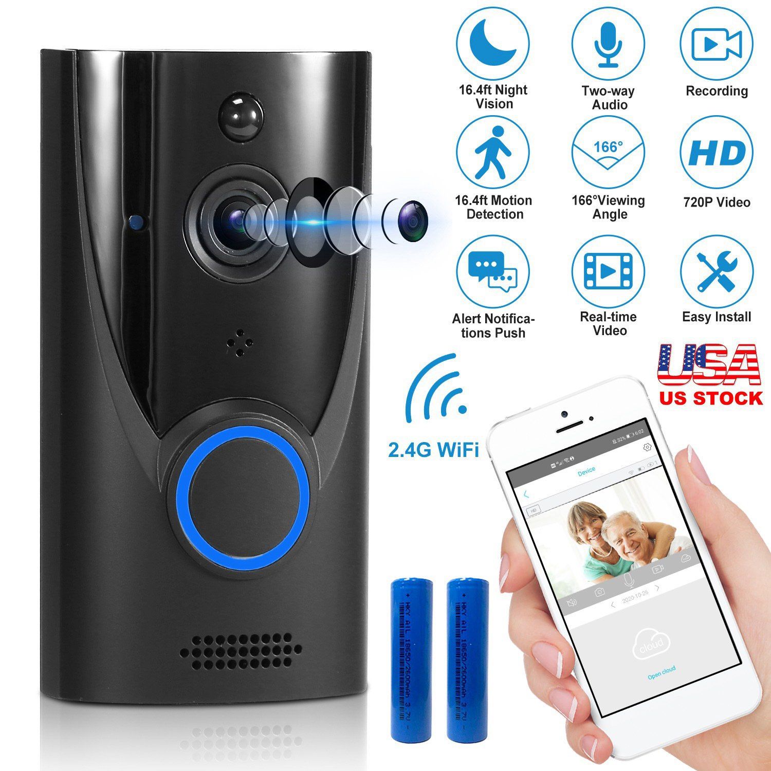 720P HD WiFi Video Doorbell Cameras & Drones - DailySale