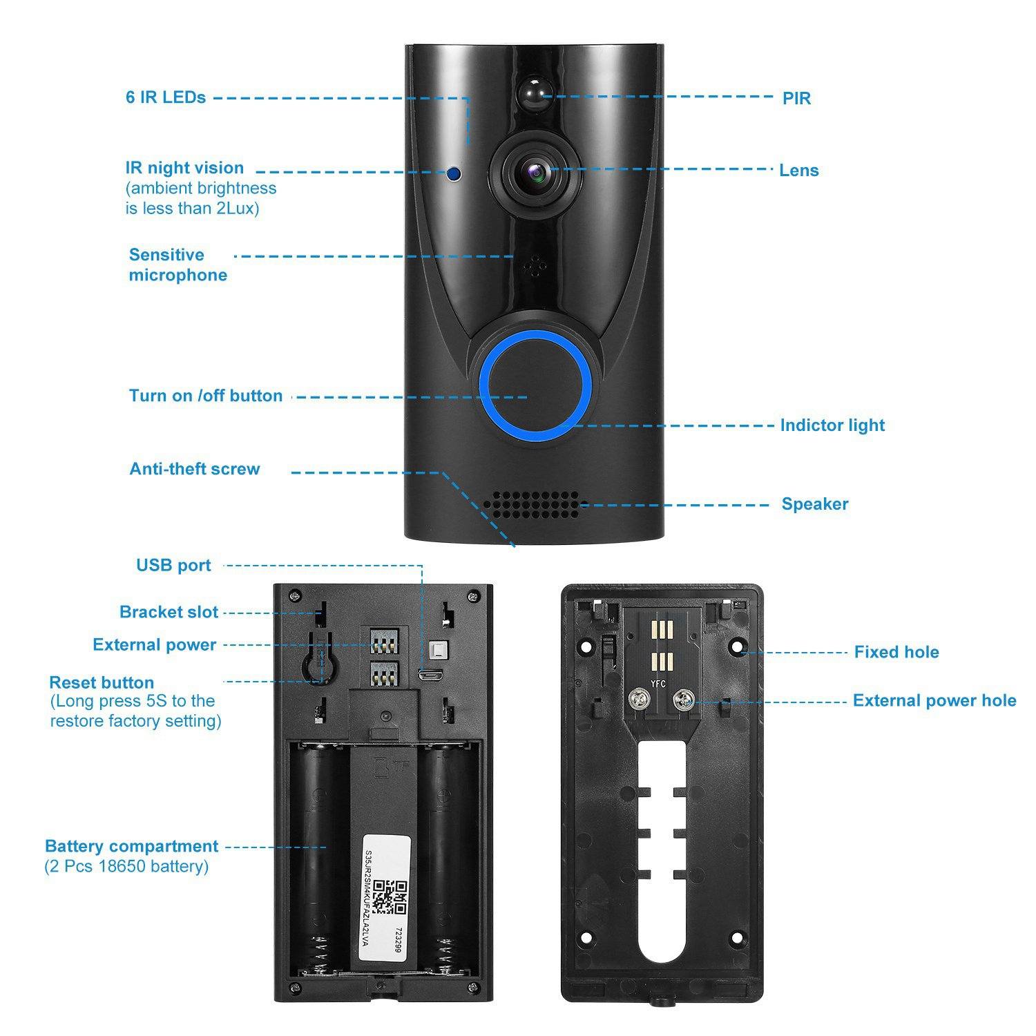 720P HD WiFi Video Doorbell Cameras & Drones - DailySale