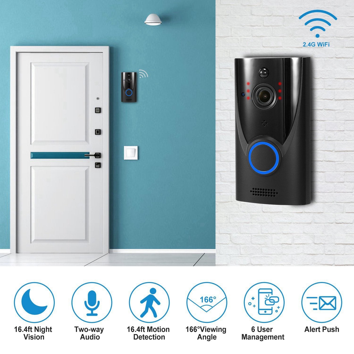 720P HD WiFi Video Doorbell Cameras & Drones - DailySale