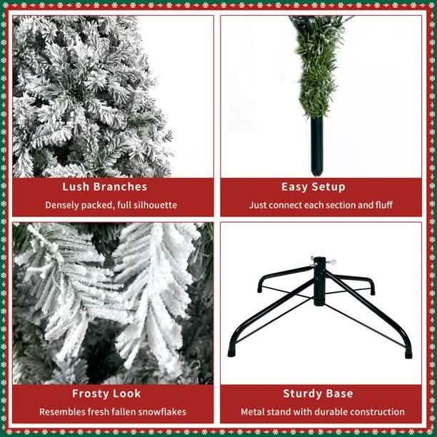 7.5 Ft. Hinged Artificial Fir Christmas Tree Holiday Decor & Apparel - DailySale