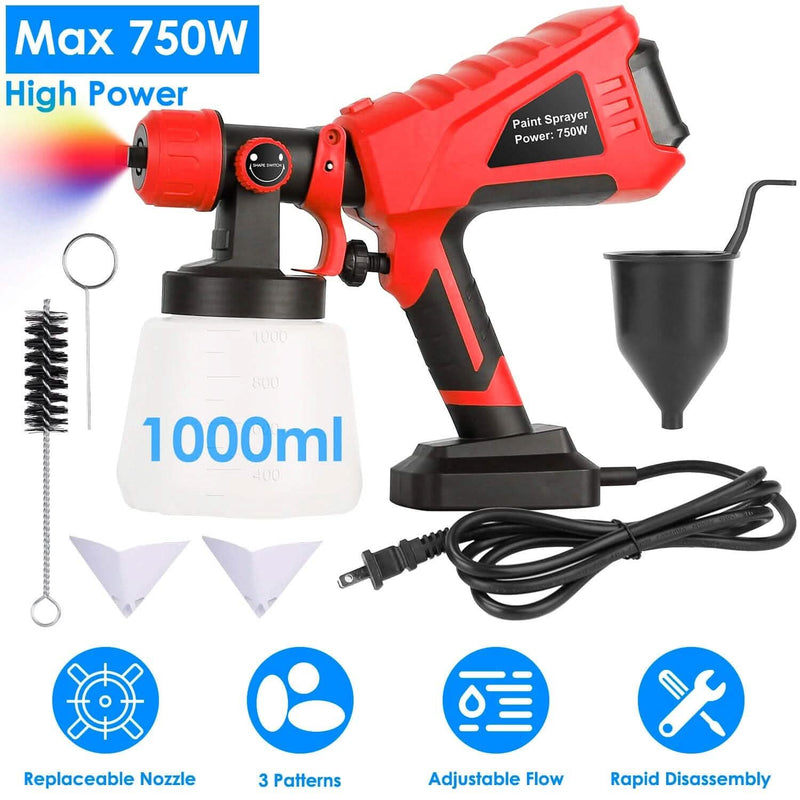 750W Electric Paint Sprayer Handheld with 3 Spray Patterns Home Improvement - DailySale